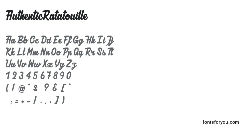 Czcionka AuthenticRatatouille – alfabet, cyfry, specjalne znaki