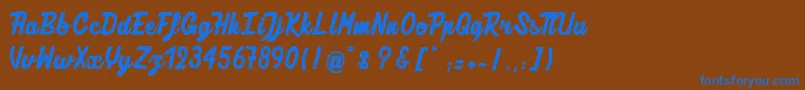 AuthenticRatatouille-Schriftart – Blaue Schriften auf braunem Hintergrund