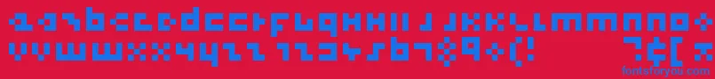 Czcionka CoolThreePixels – niebieskie czcionki na czerwonym tle