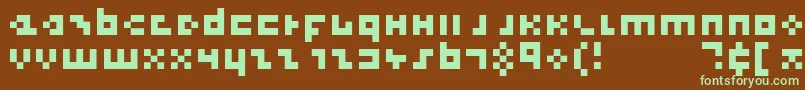 フォントCoolThreePixels – 緑色の文字が茶色の背景にあります。
