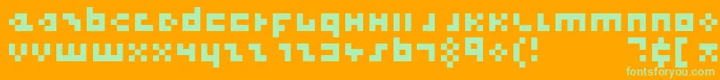 CoolThreePixels-Schriftart – Grüne Schriften auf orangefarbenem Hintergrund