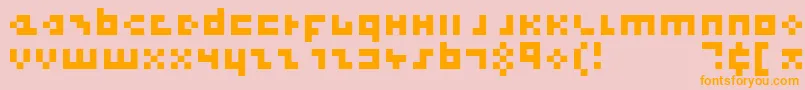 フォントCoolThreePixels – オレンジの文字がピンクの背景にあります。
