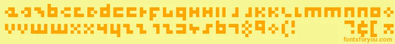Czcionka CoolThreePixels – pomarańczowe czcionki na żółtym tle