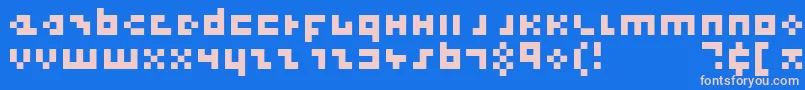 フォントCoolThreePixels – ピンクの文字、青い背景