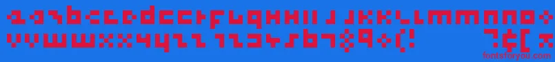 CoolThreePixels Font – Red Fonts on Blue Background