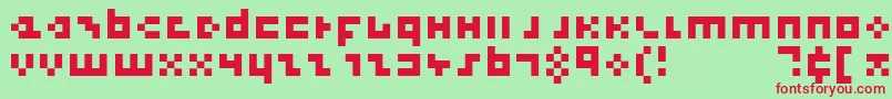 CoolThreePixels-fontti – punaiset fontit vihreällä taustalla