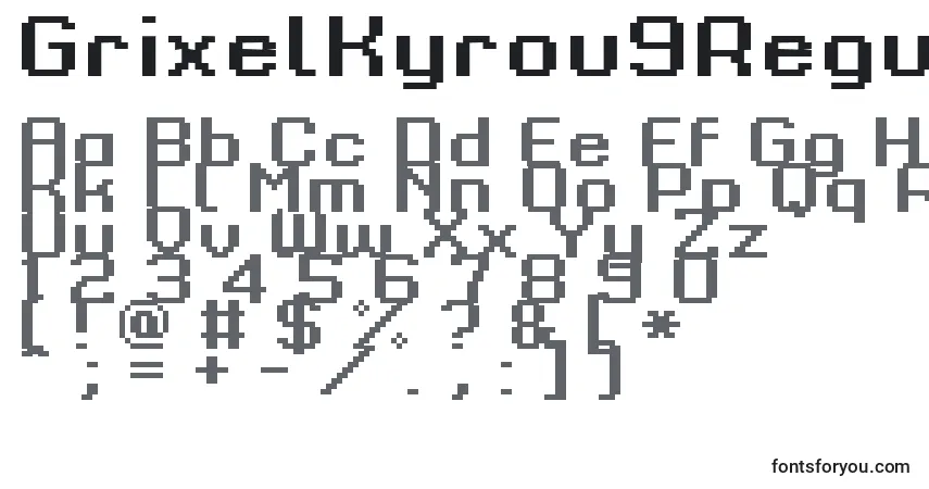 GrixelKyrou9RegularBoldXtnd-fontti – aakkoset, numerot, erikoismerkit