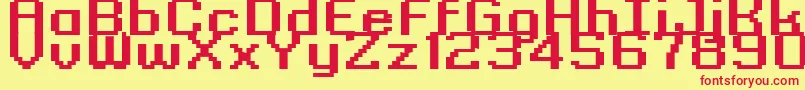 GrixelKyrou9RegularBoldXtnd Font – Red Fonts on Yellow Background