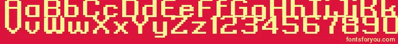 フォントGrixelKyrou9RegularBoldXtnd – 黄色の文字、赤い背景