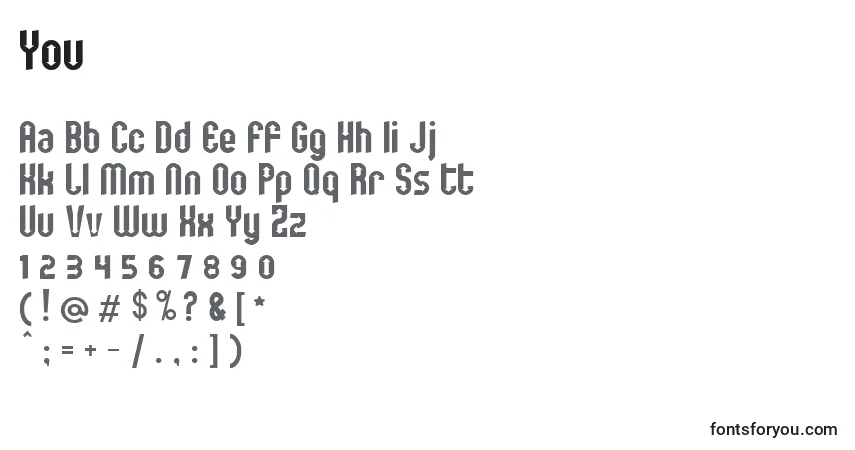 Czcionka You – alfabet, cyfry, specjalne znaki