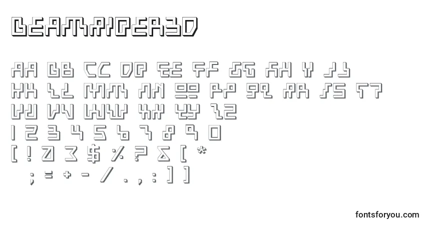 A fonte BeamRider3D – alfabeto, números, caracteres especiais