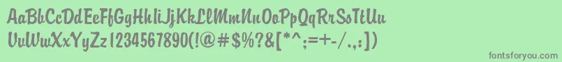 フォントBrandyscriptRegular – 緑の背景に灰色の文字