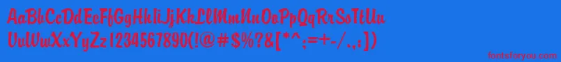 BrandyscriptRegular Font – Red Fonts on Blue Background