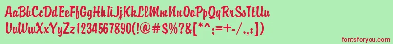 BrandyscriptRegular Font – Red Fonts on Green Background
