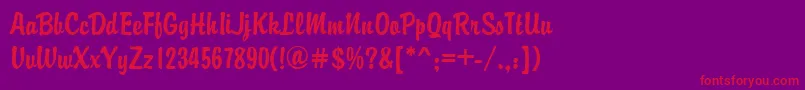 BrandyscriptRegular Font – Red Fonts on Purple Background