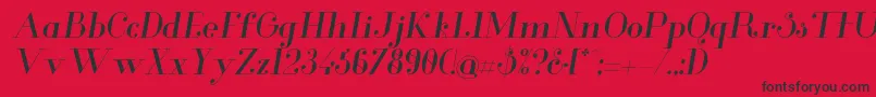 Fonte GlamorItalic – fontes pretas em um fundo vermelho