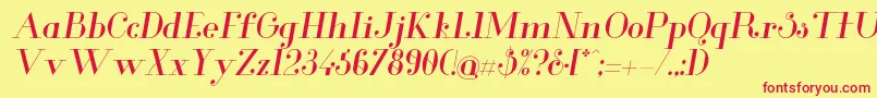 GlamorItalic Font – Red Fonts on Yellow Background