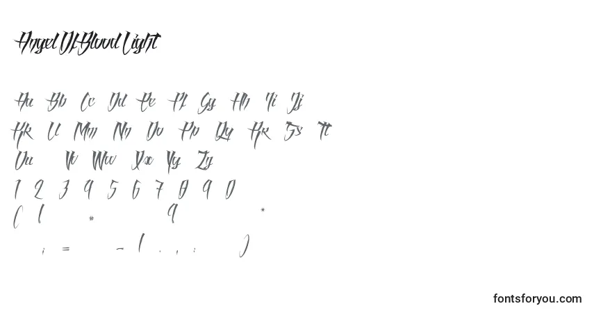 Schriftart AngelOfBloodLight – Alphabet, Zahlen, spezielle Symbole