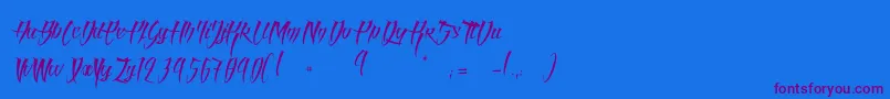 AngelOfBloodLight-Schriftart – Violette Schriften auf blauem Hintergrund