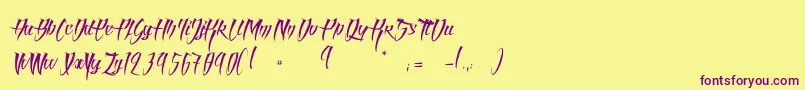 AngelOfBloodLight-Schriftart – Violette Schriften auf gelbem Hintergrund