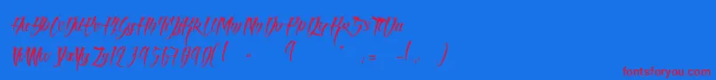 AngelOfBloodLight-Schriftart – Rote Schriften auf blauem Hintergrund