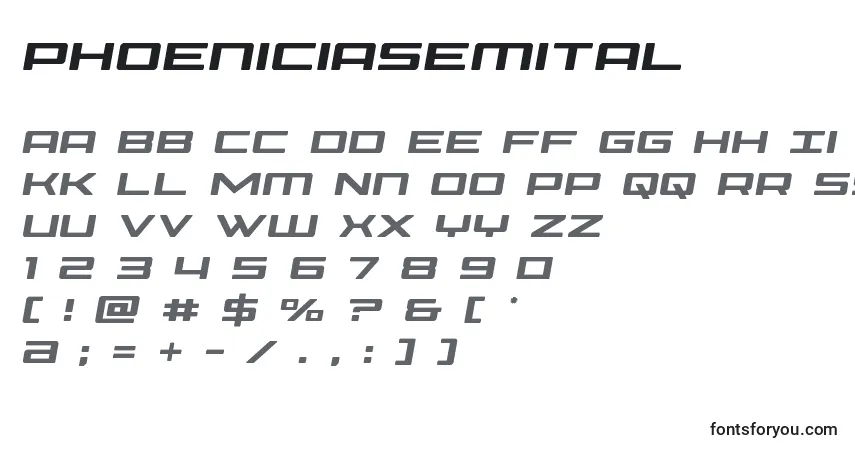 A fonte Phoeniciasemital – alfabeto, números, caracteres especiais