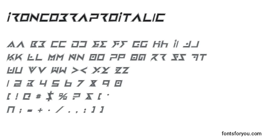 Schriftart IronCobraProItalic – Alphabet, Zahlen, spezielle Symbole