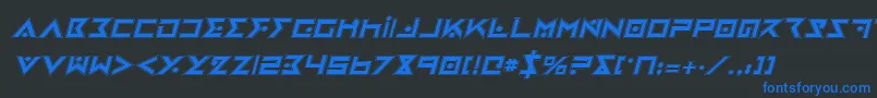 IronCobraProItalic-fontti – siniset fontit mustalla taustalla