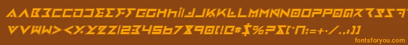 IronCobraProItalic-Schriftart – Orangefarbene Schriften auf braunem Hintergrund