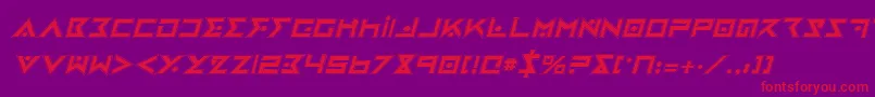 Czcionka IronCobraProItalic – czerwone czcionki na fioletowym tle