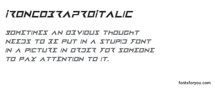 Überblick über die Schriftart IronCobraProItalic