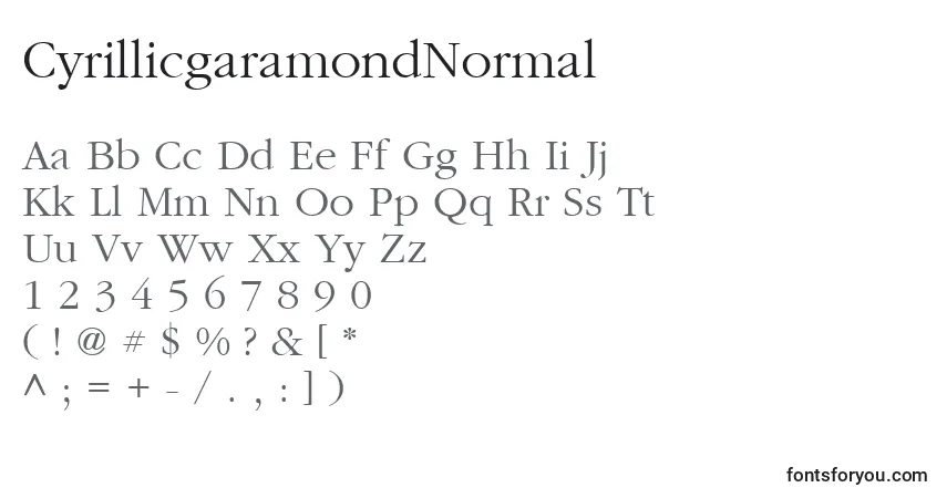 CyrillicgaramondNormal-fontti – aakkoset, numerot, erikoismerkit