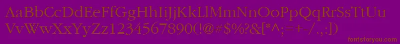 CyrillicgaramondNormal-fontti – ruskeat fontit violetilla taustalla