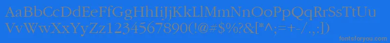 CyrillicgaramondNormal-fontti – harmaat kirjasimet sinisellä taustalla