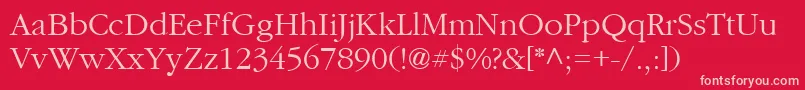 CyrillicgaramondNormal-fontti – vaaleanpunaiset fontit punaisella taustalla