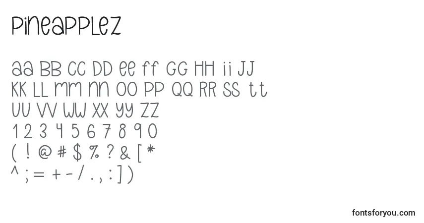 Czcionka Pineapplez – alfabet, cyfry, specjalne znaki
