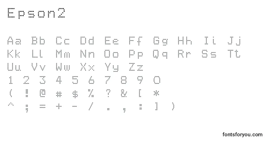 Czcionka Epson2 – alfabet, cyfry, specjalne znaki