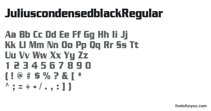 JuliuscondensedblackRegular-fontti – aakkoset, numerot, erikoismerkit