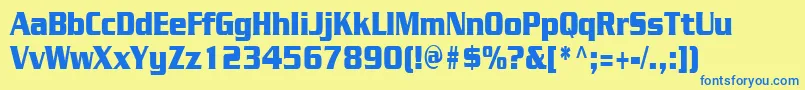 JuliuscondensedblackRegular-Schriftart – Blaue Schriften auf gelbem Hintergrund