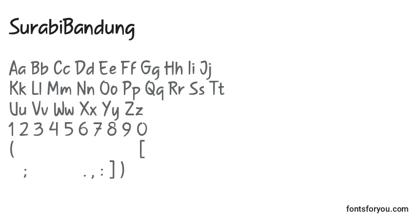 A fonte SurabiBandung – alfabeto, números, caracteres especiais