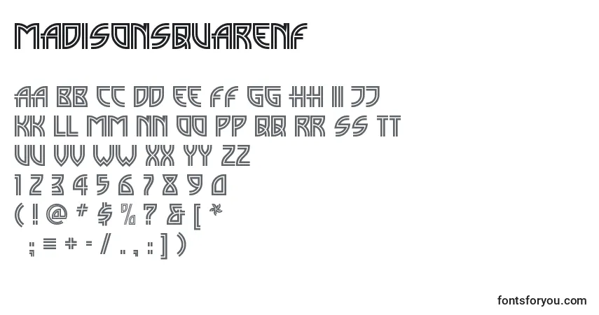 Czcionka Madisonsquarenf – alfabet, cyfry, specjalne znaki