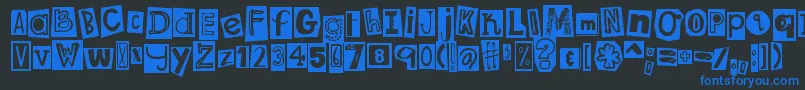 DjbRansomNoteClippedMessy Font – Blue Fonts on Black Background