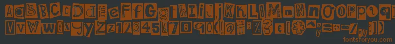 DjbRansomNoteClippedMessy-fontti – ruskeat fontit mustalla taustalla