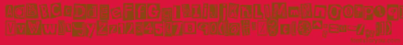 DjbRansomNoteClippedMessy Font – Brown Fonts on Red Background