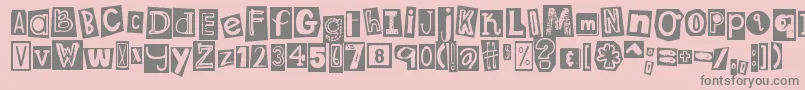 DjbRansomNoteClippedMessy Font – Gray Fonts on Pink Background