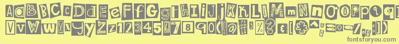 DjbRansomNoteClippedMessy Font – Gray Fonts on Yellow Background