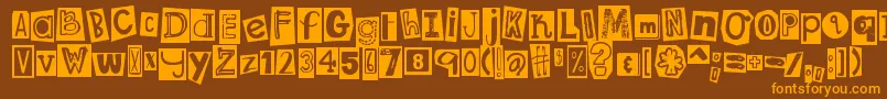 DjbRansomNoteClippedMessy Font – Orange Fonts on Brown Background