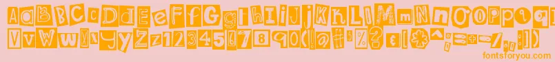 DjbRansomNoteClippedMessy Font – Orange Fonts on Pink Background