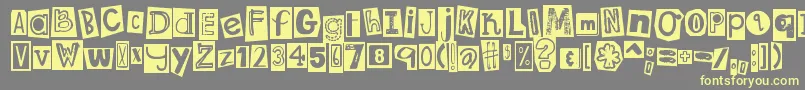 DjbRansomNoteClippedMessy Font – Yellow Fonts on Gray Background