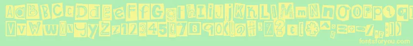 DjbRansomNoteClippedMessy Font – Yellow Fonts on Green Background